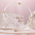 Amanda Blu Crystal 2 Tone Medallion Clasp Bangle Charm Bracelet - Silver with Gold - Shop The Docks