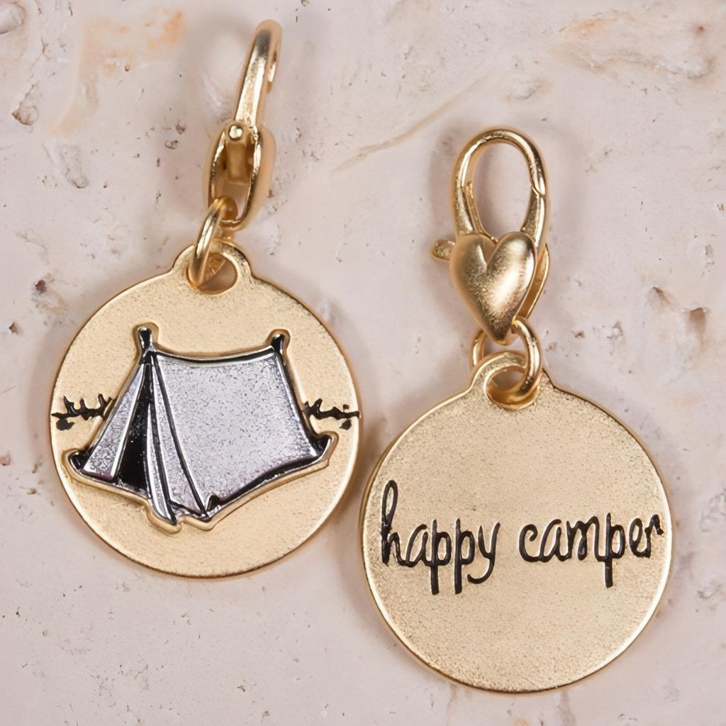Amanda Blu Tent Happy Camper Gold 2-Tone Medallion Charm - Shop The Docks