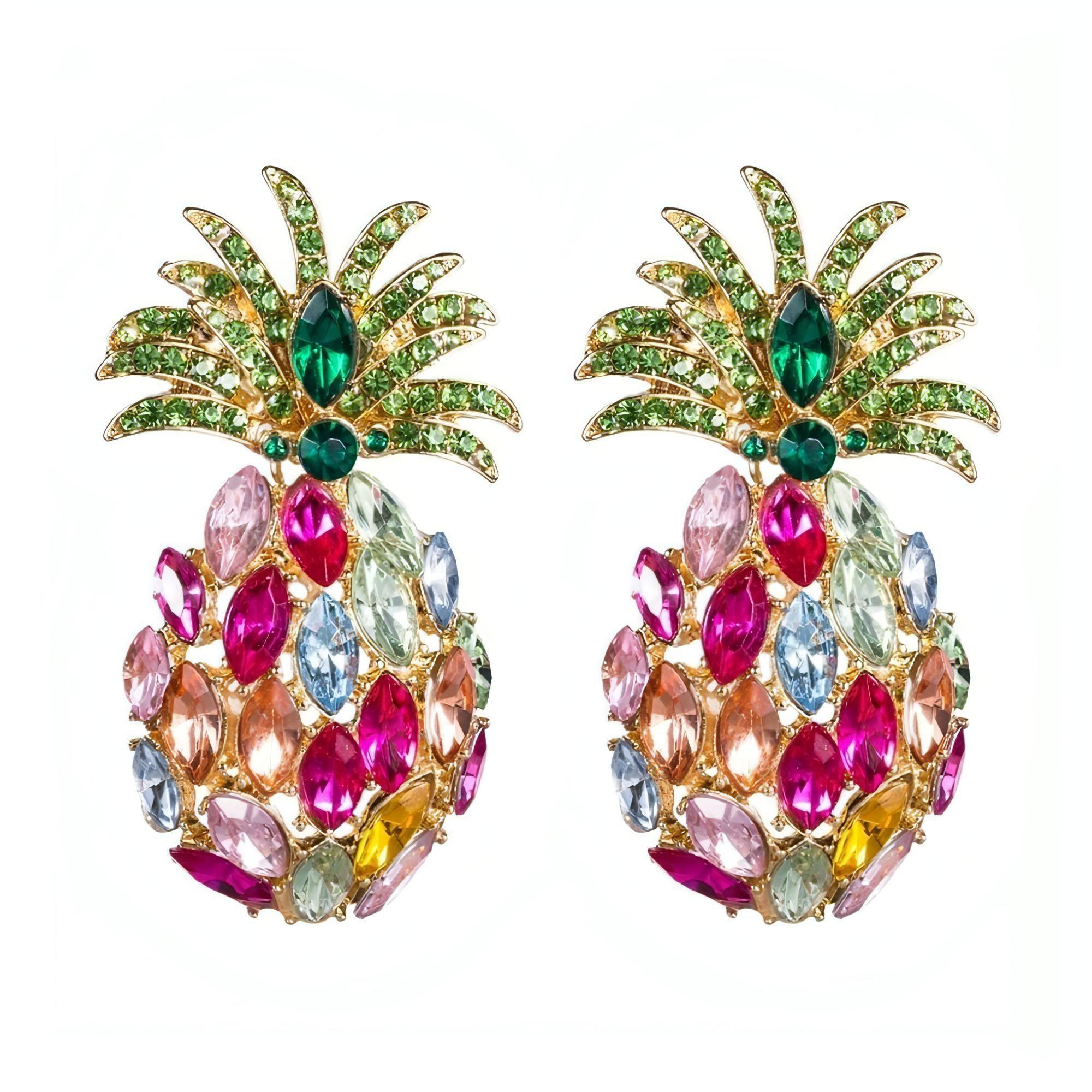 Colorful Crystal Rhinestone Pineapple Post Earrings - Shop The Docks