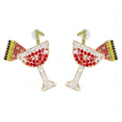 Crystal Cocktail Wine Glass Colorful Rhinestone Post Earrings - Shop The Docks