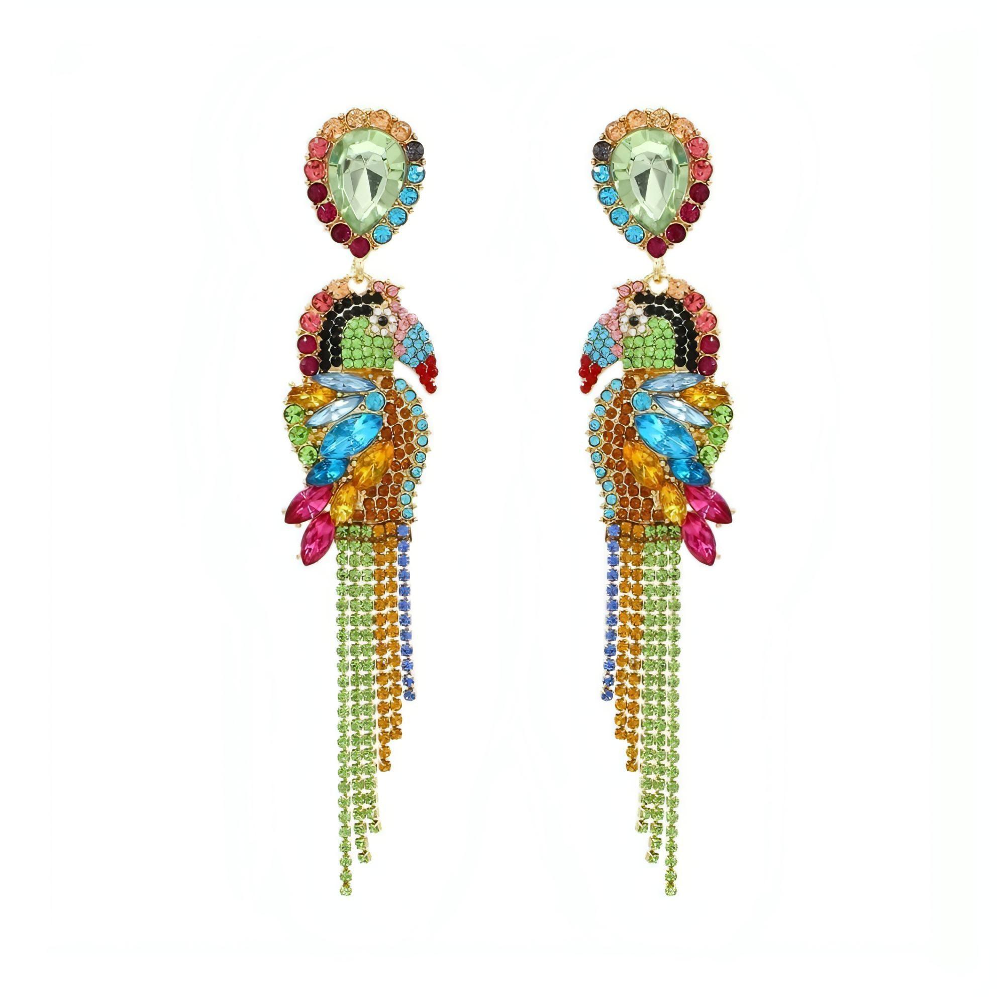 Exquisite Crystal Rhinestone Colorful Parrot Earrings - Shop The Docks