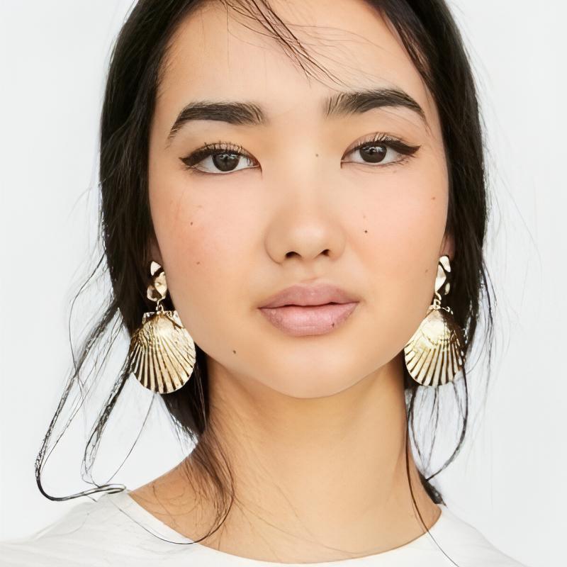 Gold Plated Metal Shell Dangle Post Earrings - Shop The Docks