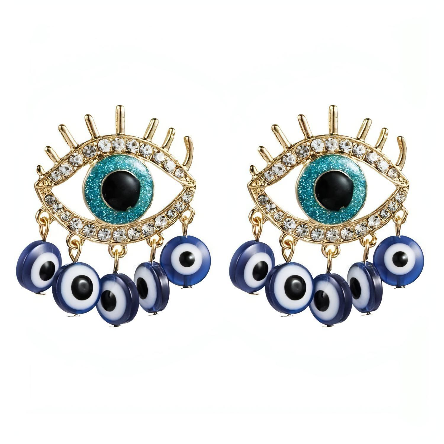 Large Crystal Gold Lucky Evil Eye Post Earrings - Shop The Docks