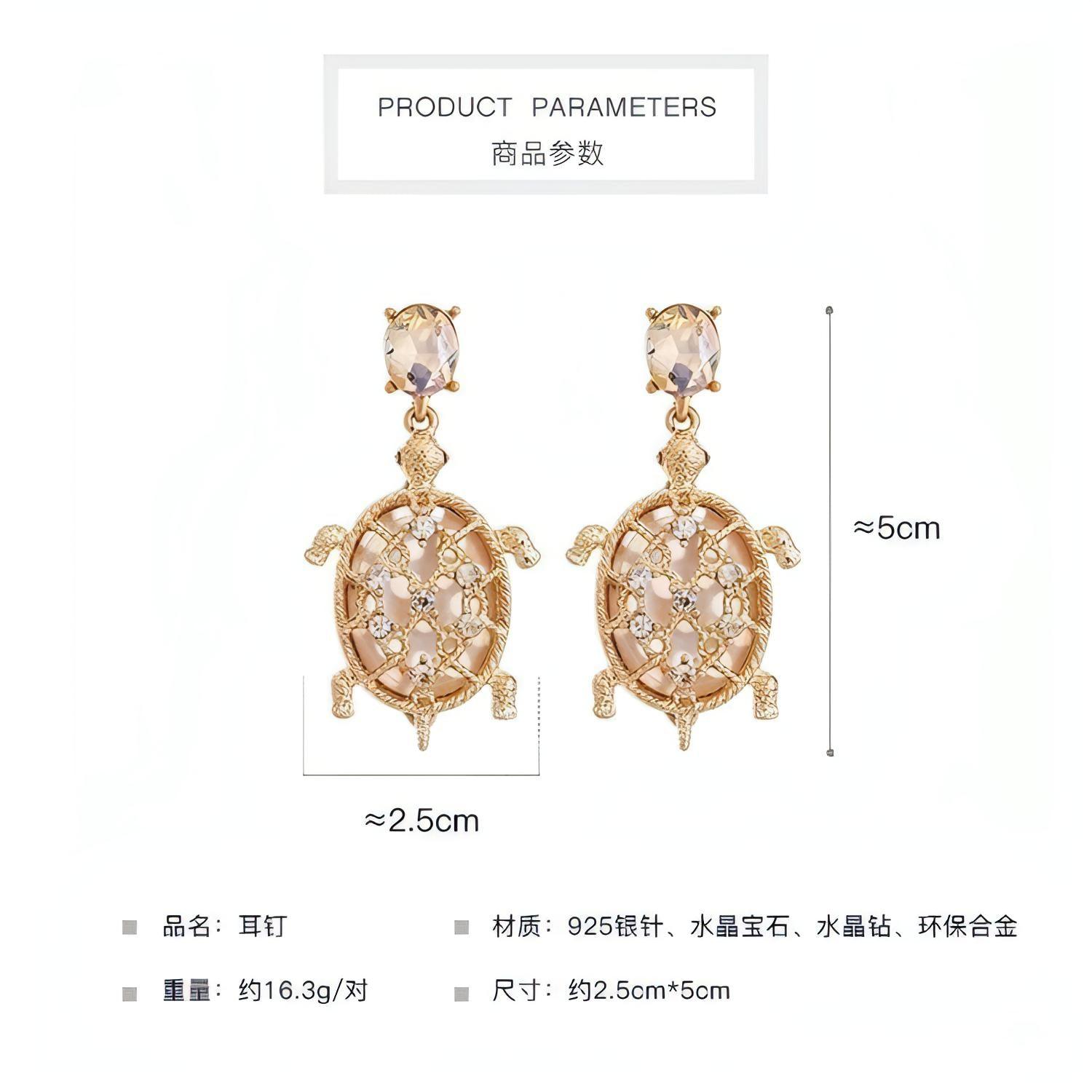 Lovely Gold Plated Crystal Turtle Post Earrings - Shop The Docks