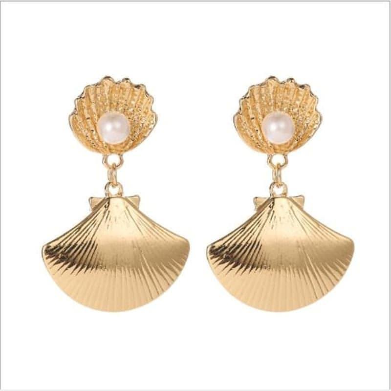 Metal Imitation Pearl Shell Earrings - Shop The Docks