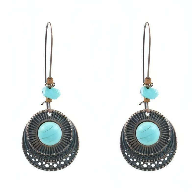 Vintage Turquoise Look Bohemian Round Drop Earrings - Shop The Docks