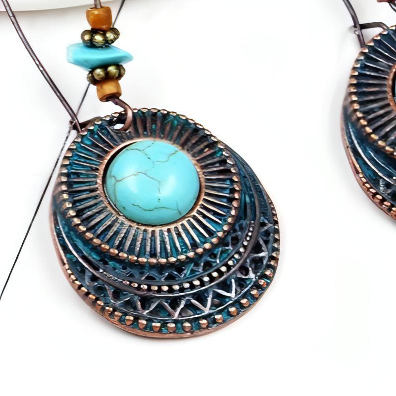 Vintage Turquoise Look Bohemian Round Drop Earrings - Shop The Docks