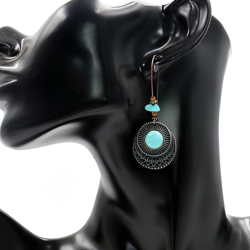 Vintage Turquoise Look Bohemian Round Drop Earrings - Shop The Docks