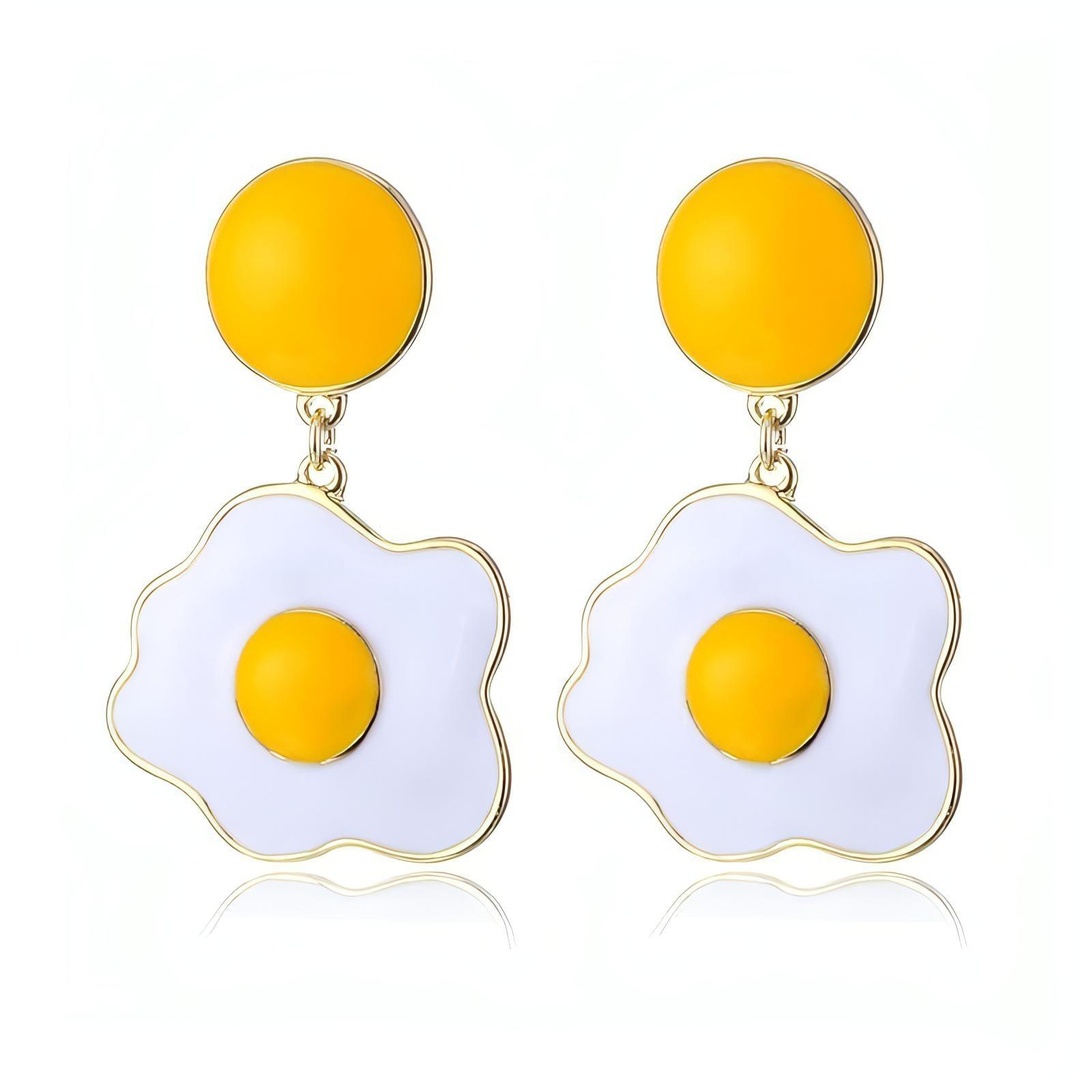 White Yellow Color Egg Enamel Post Earrings - Shop The Docks