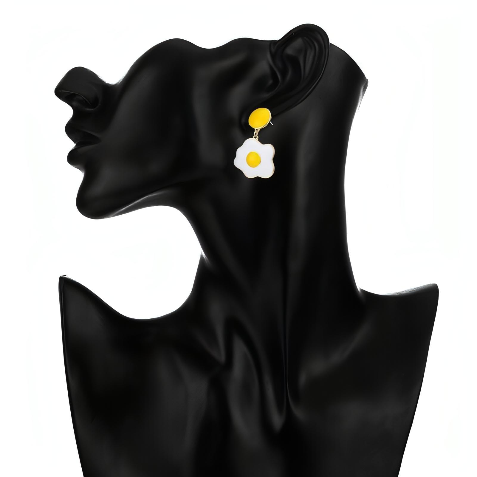 White Yellow Color Egg Enamel Post Earrings - Shop The Docks