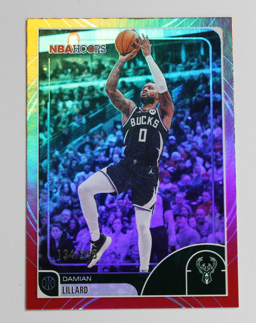 2026 Topps Hoops #136 Damian Lillard Rainbow Red and Orange Foil