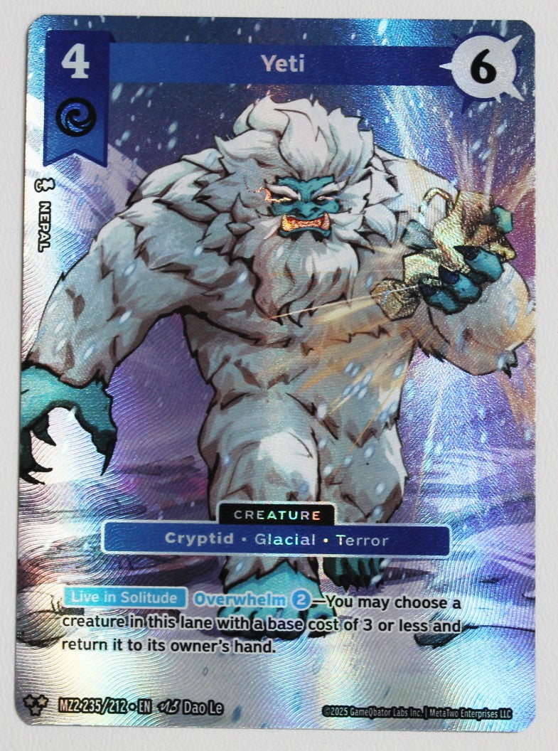 2025 MetaZoo Torrential Tides Yeti Alt Art Rare MZ2 235/212 – Shop The Docks