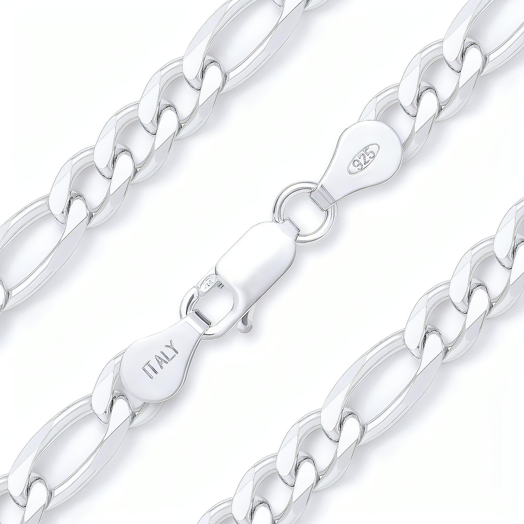 .925 Italian Sterling Silver 150 Gauge Figaro Chain 7.5" - Shop The Docks