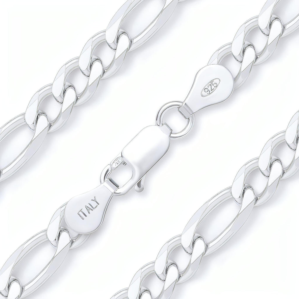 .925 Italian Sterling Silver 180 Gauge Figaro Chain 20" - Shop The Docks