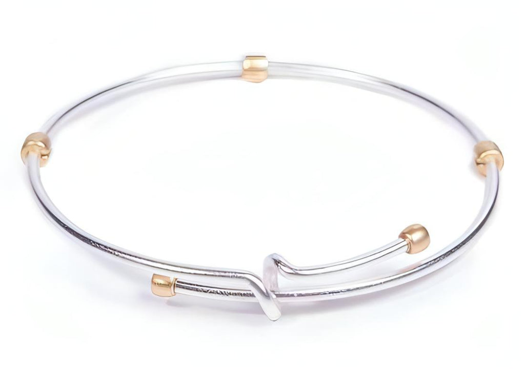 Amanda Blu 2 Tone Adjustable Medallion Bangle Bracelet - Silver with Gold - Shop The Docks
