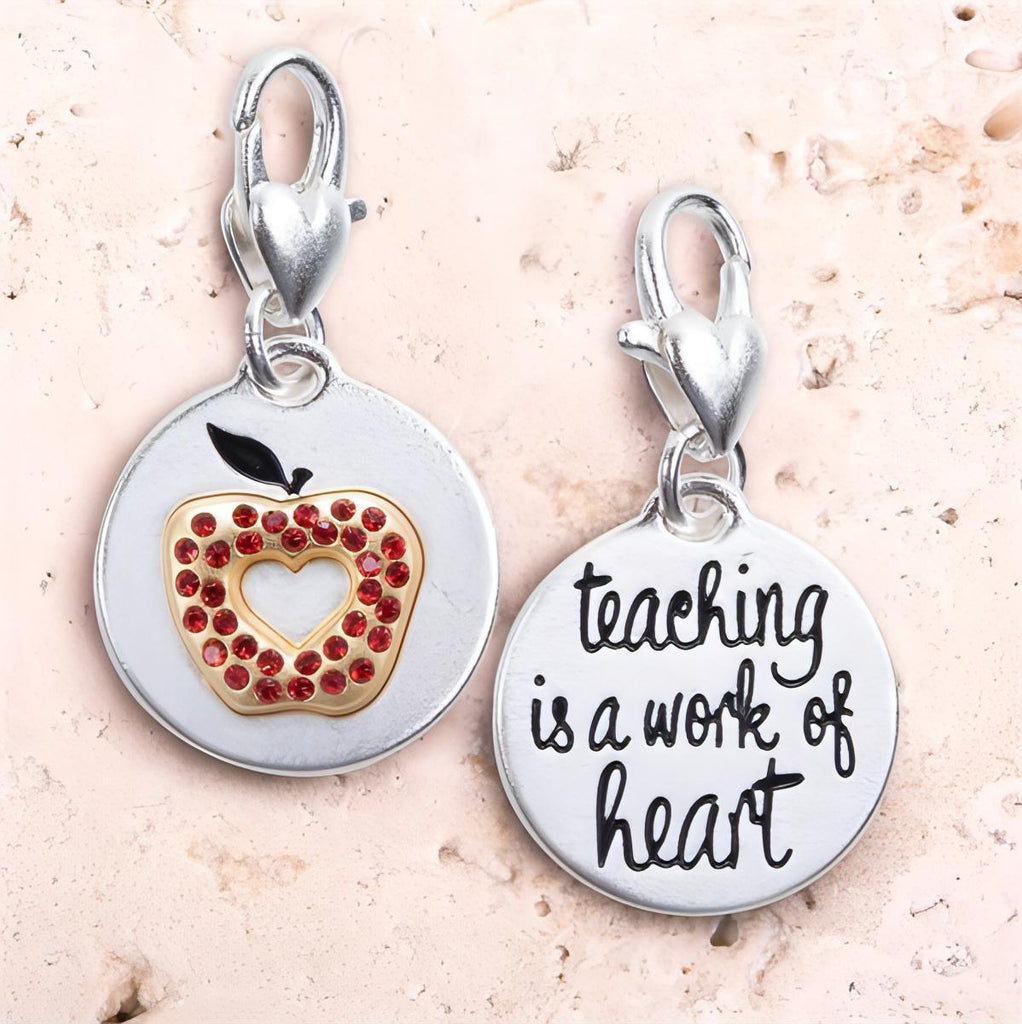 Amanda Blu Apple Heart Teacher Silver 2-Tone Medallion - Shop The Docks