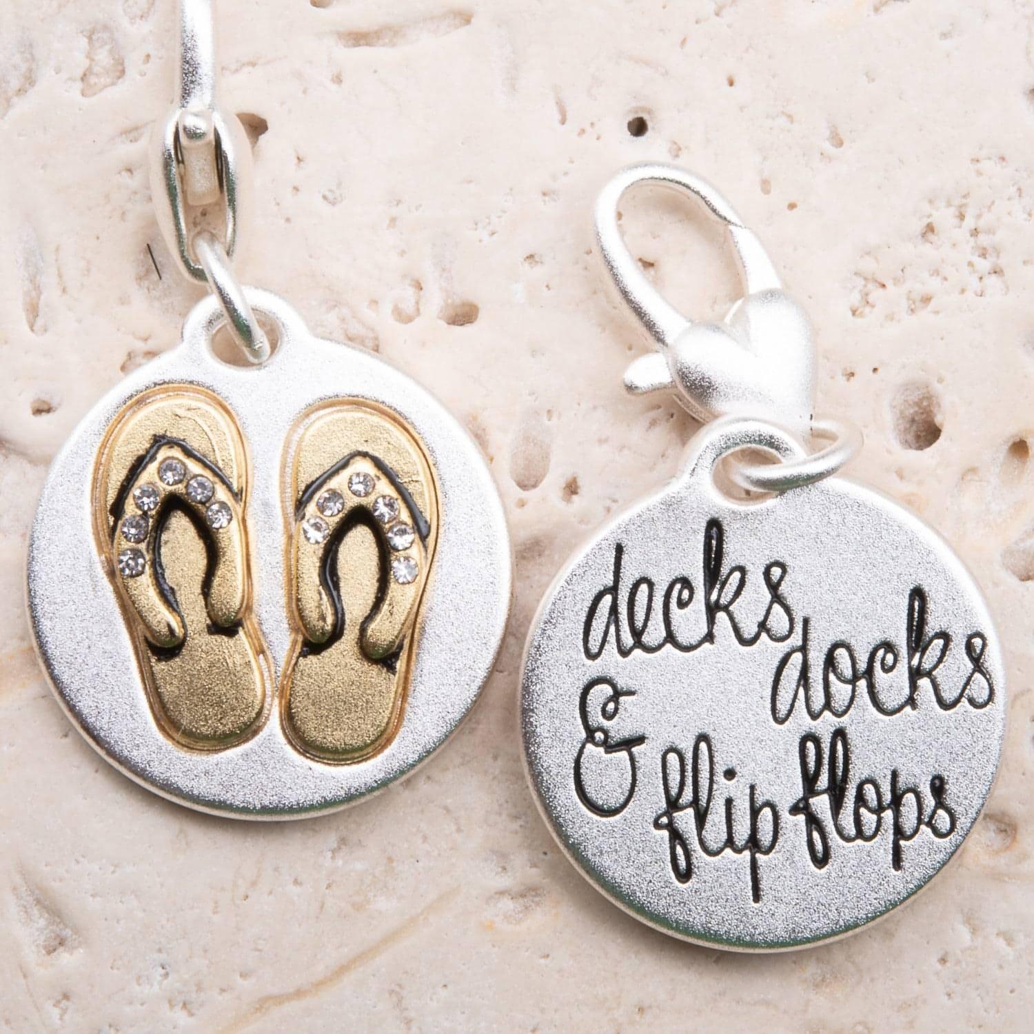Amanda Blu Silver 2-Tone Charm - Crystal Flip Flops - Shop The Docks