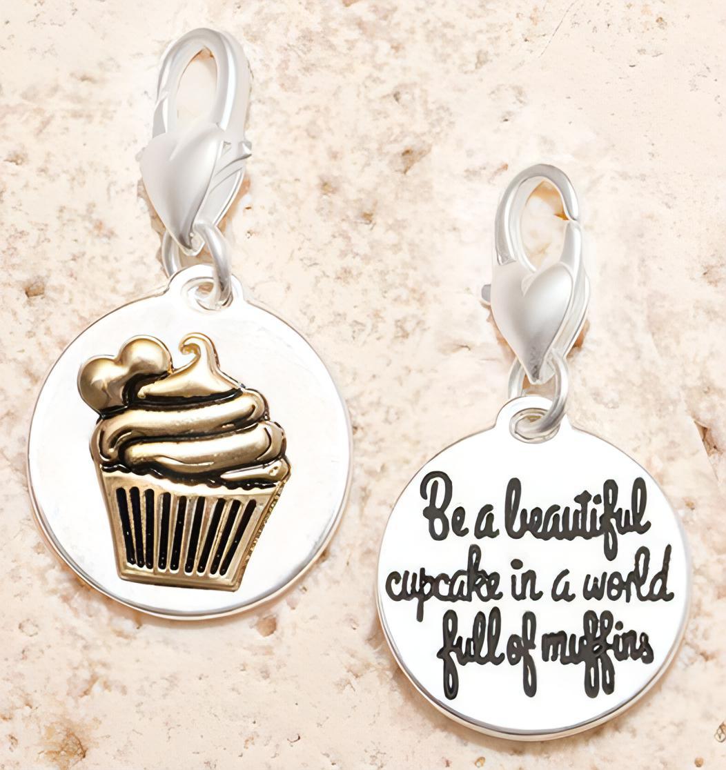 Amanda Blu Silver 2-Tone Charm - Cupcake - Shop The Docks