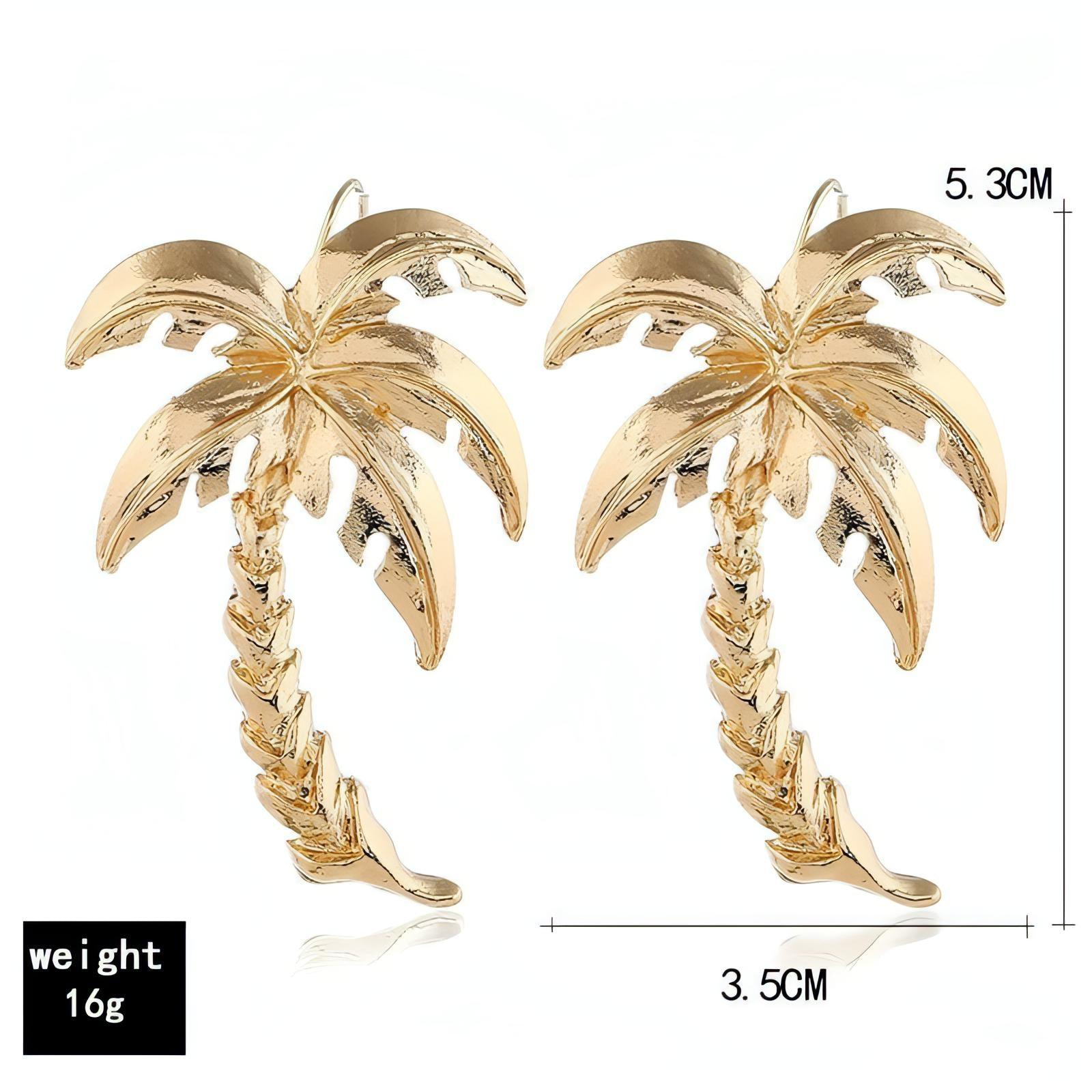 Beautiful Gold Plated Fine Detail Palm Tree Fish Hook Earrings - Shop The Docks