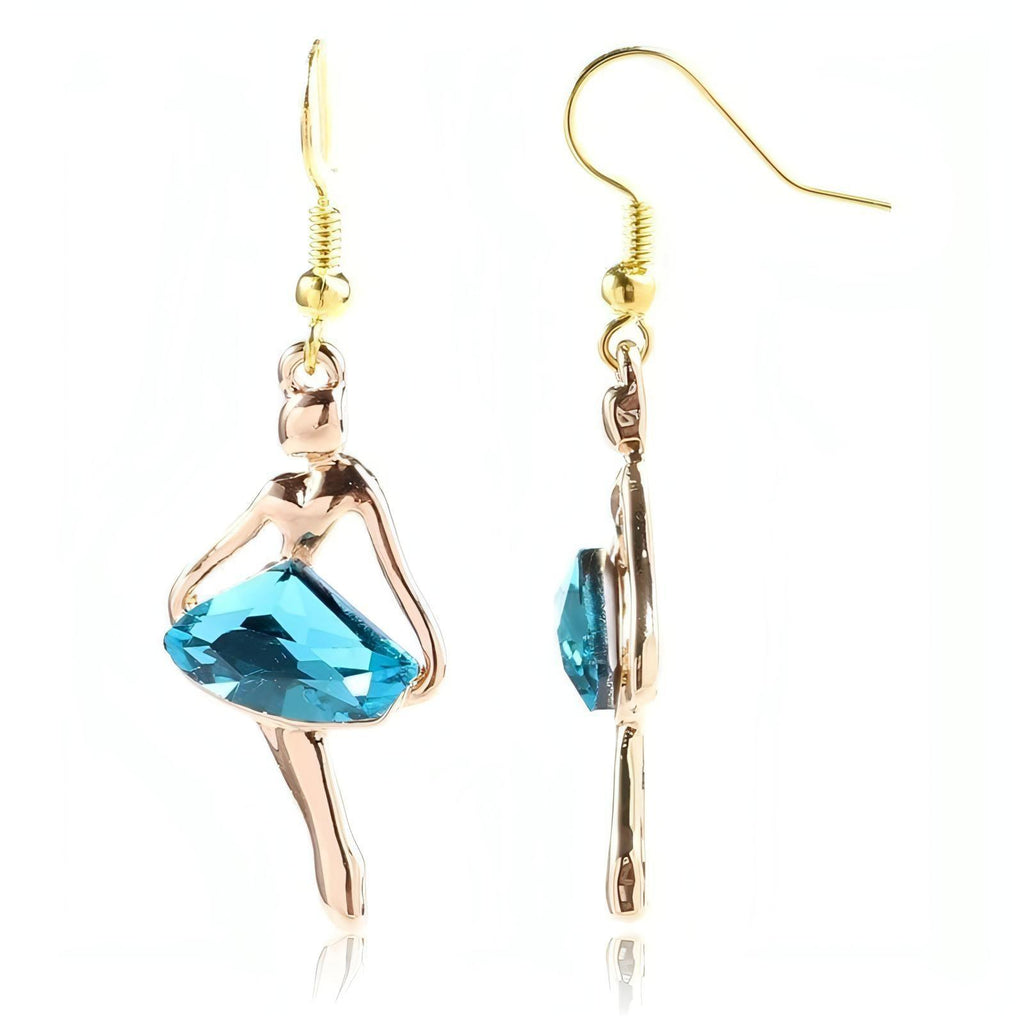 Biue Crystal Rhinestone Ballet Girl Hook Earrings - Shop The Docks
