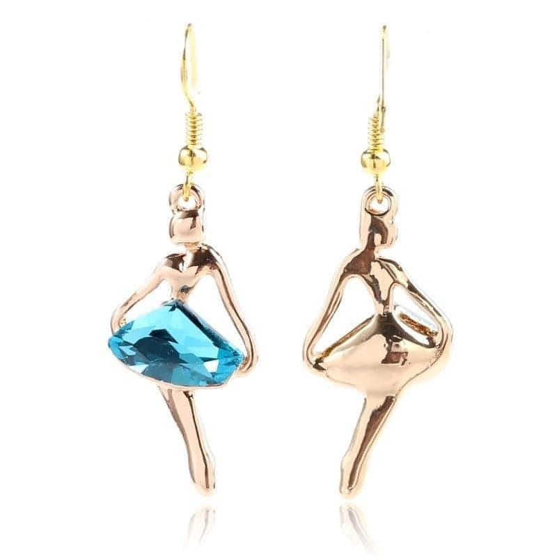Biue Crystal Rhinestone Ballet Girl Hook Earrings - Shop The Docks