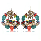 Colorful Agate Natural Stone Bronze Hook Earrings Multi-Color Earrings - Shop The Docks