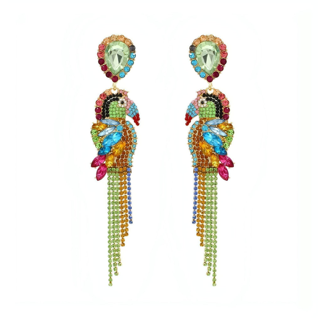 Exquisite Crystal Rhinestone Colorful Parrot Earrings - Shop The Docks