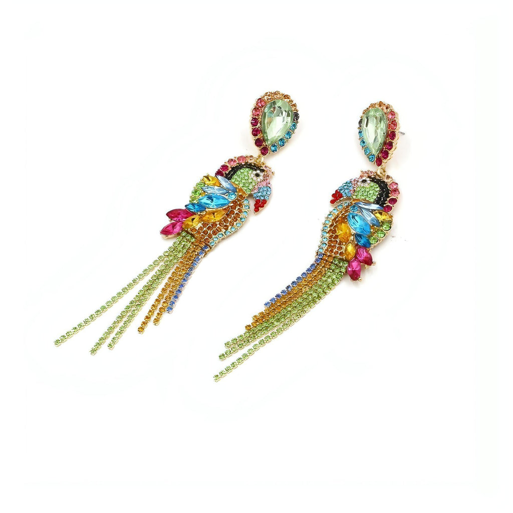 Exquisite Crystal Rhinestone Colorful Parrot Earrings - Shop The Docks
