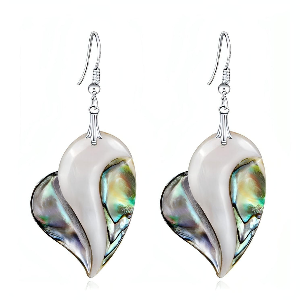 Genuine Abalone Shell Heart Shape Dangle Earrings - Shop The Docks
