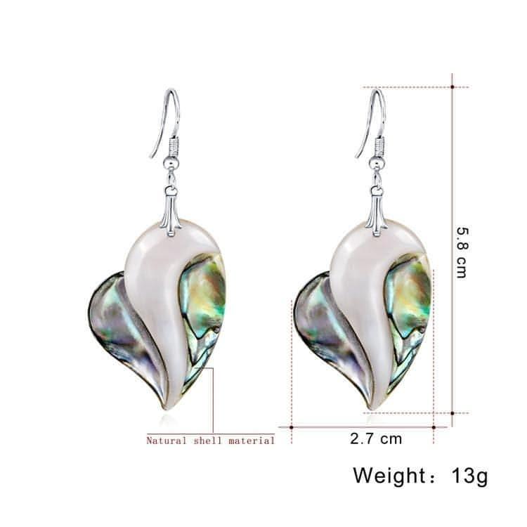Genuine Abalone Shell Heart Shape Dangle Earrings - Shop The Docks