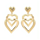 Gold Plated Double Heart Dangle Post Earrings - Shop The Docks