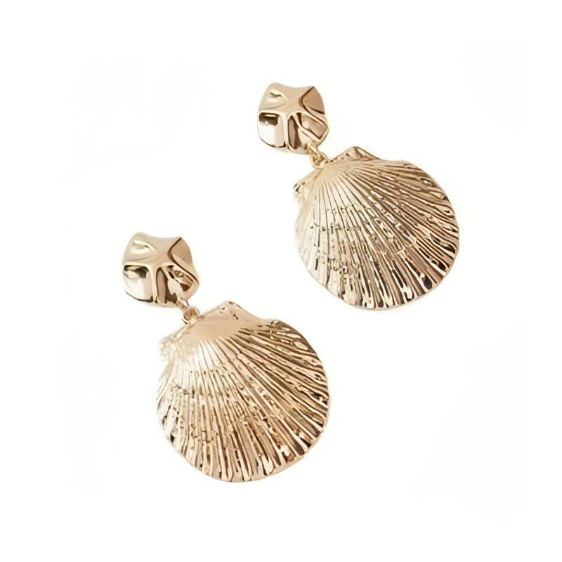 Gold Plated Metal Shell Dangle Post Earrings - Shop The Docks