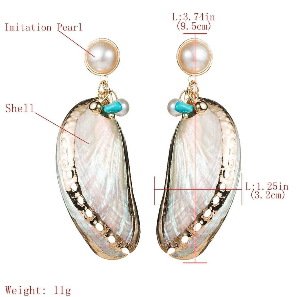 Gold Plated Shell With Imitation Accent Pieces Post Earrings - Shop The Docks