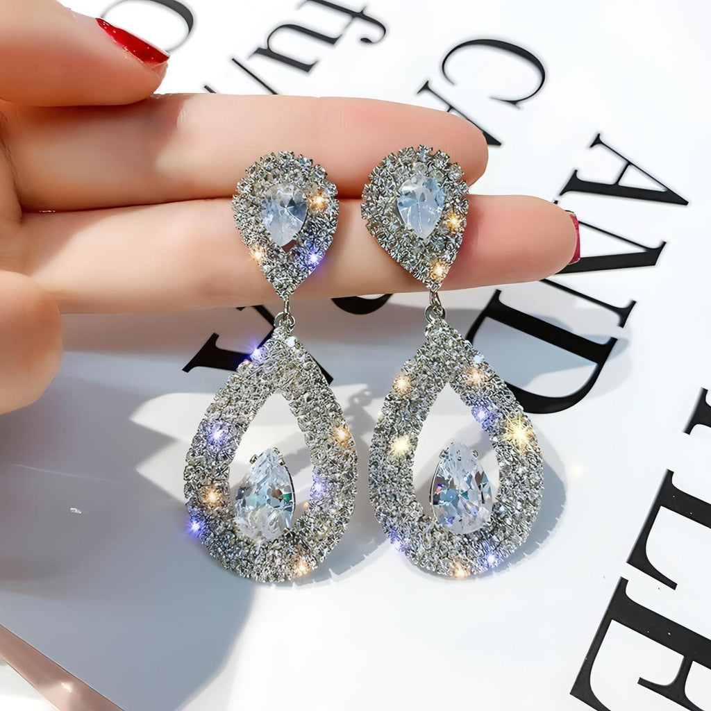 High Quality Statement Jewelry Full Crystal Geometric Drop Earrings - Shop The Docks