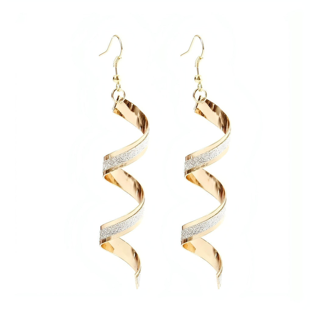 Lightweight Gold Spiral Frosted Dangle Earrings - Shop The Docks