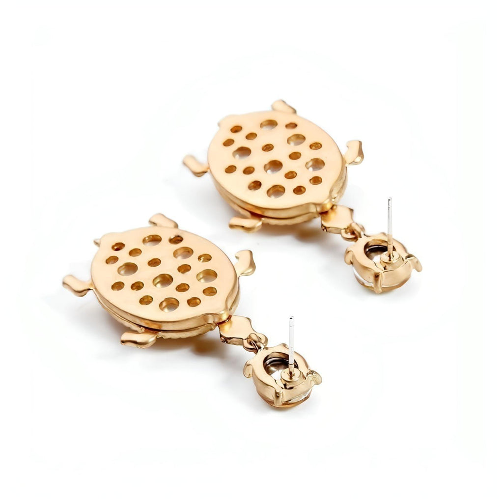 Lovely Gold Plated Crystal Turtle Post Earrings - Shop The Docks