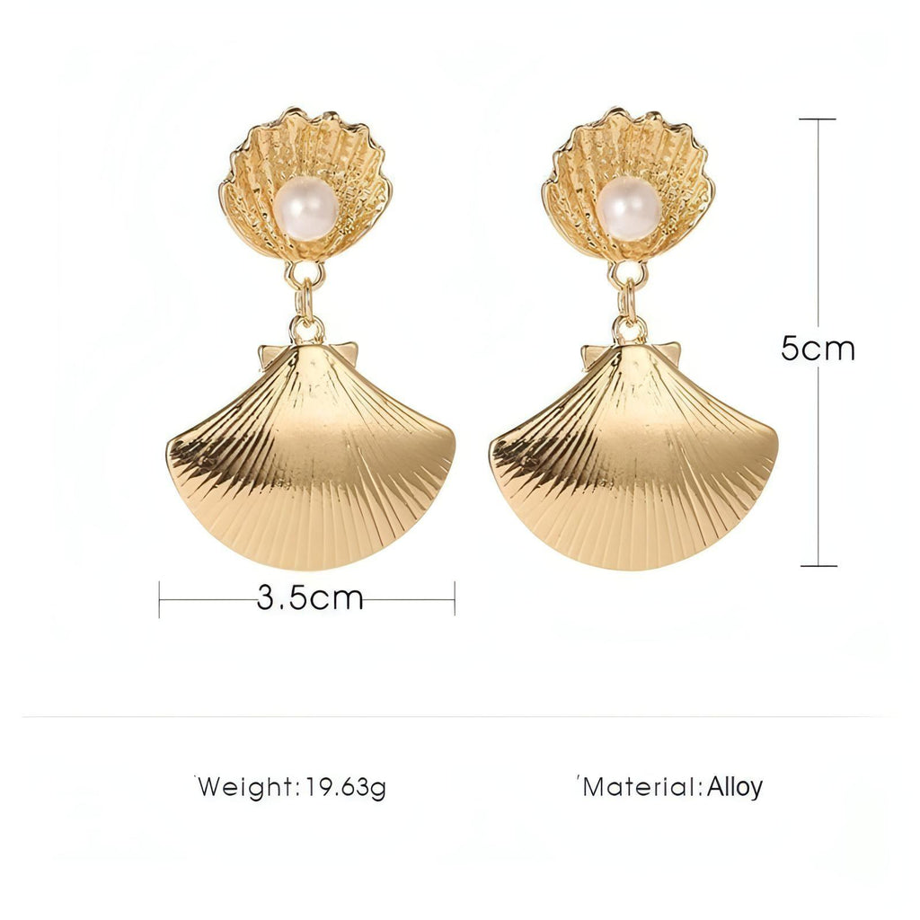 Metal Imitation Pearl Shell Earrings - Shop The Docks