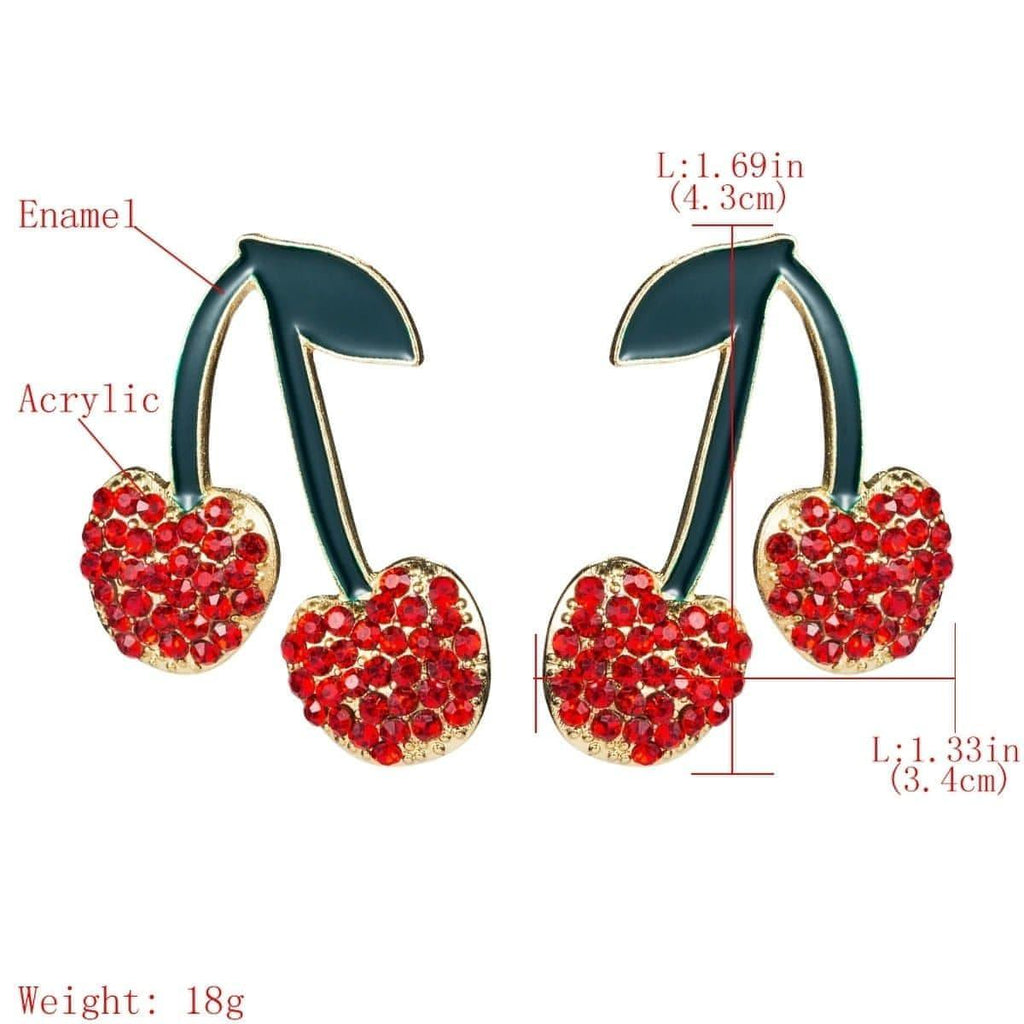 Red Cherry Crystal Rhinestone Post Earrings - Shop The Docks