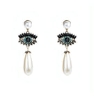 Rhinestone Evil Eye With Imitation Water Drop Pearl Dangle Earrings - Shop The Docks