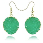 Round Circle Green Druzy Stone Hook Earrings - Shop The Docks