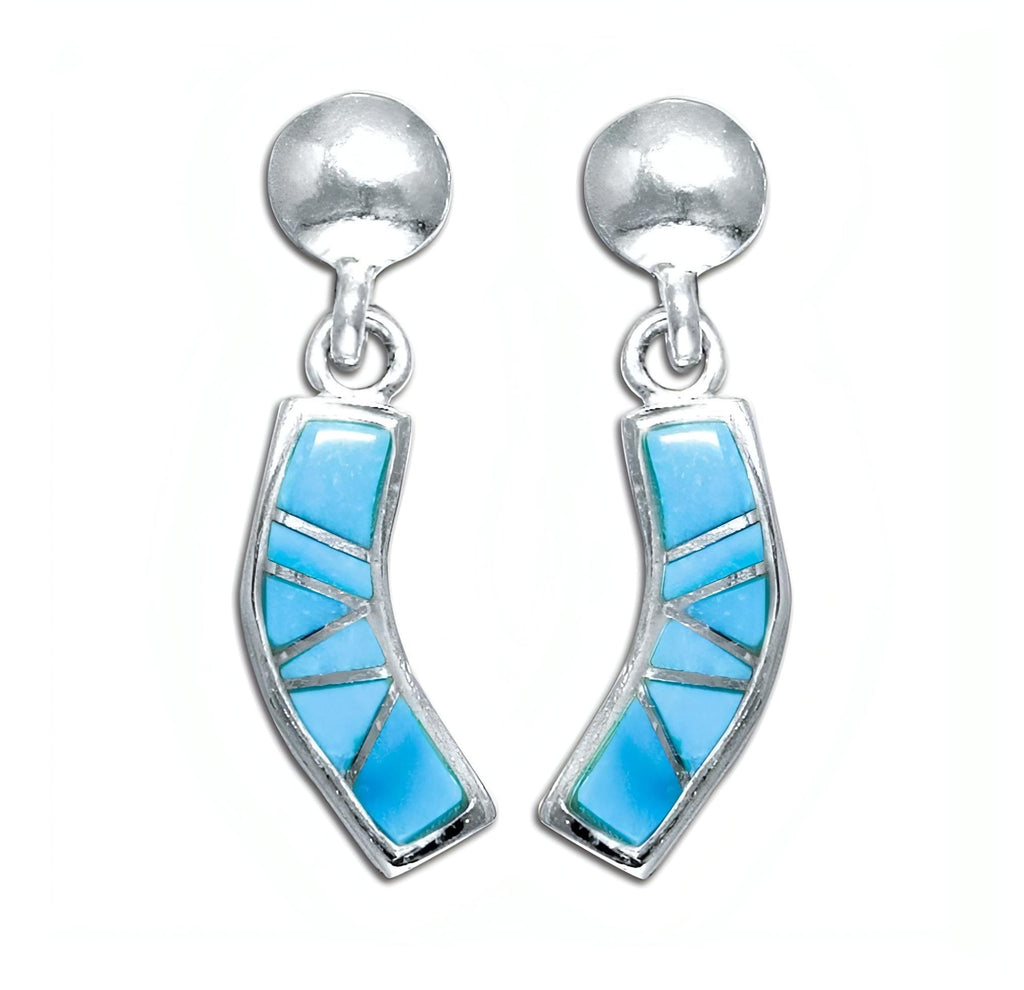 Silver With Genuine Turquoise Inlay Post Earrings - Shop The Docks