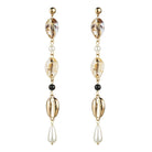 Statement Gold Plated Long Chain Cowrie Shell Drop Earrings - Shop The Docks