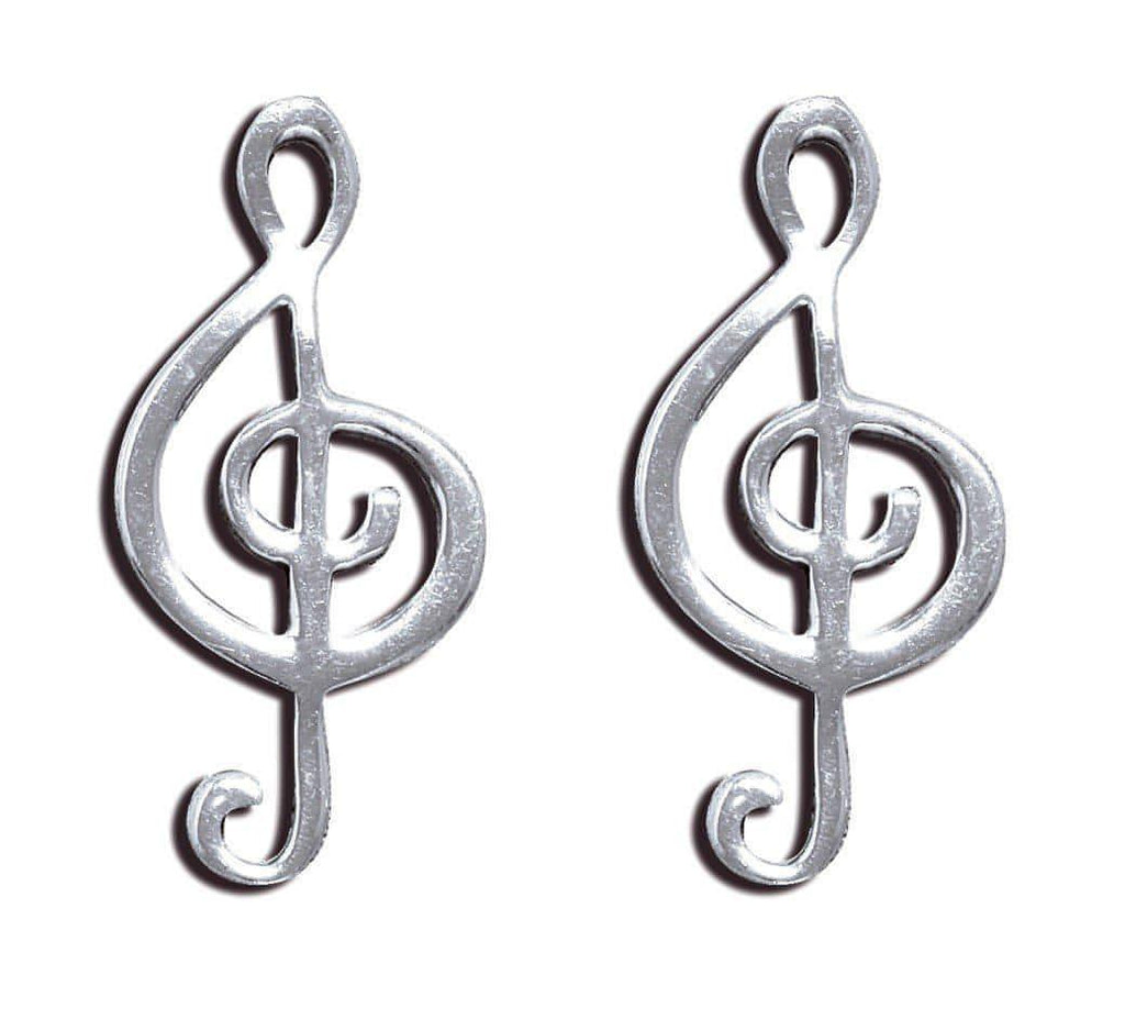 Sterling Silver Dainty Treble Clef Musical Note Post Earrings - Shop The Docks